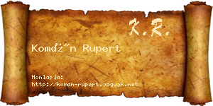 Komán Rupert névjegykártya
